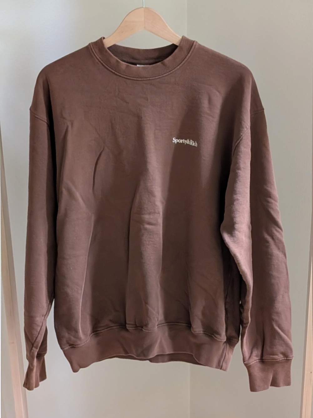 Sporty & Rich Sporty Neutral Graphic Crewneck Sweatshirt In Brown - M - Picture 1 of 6